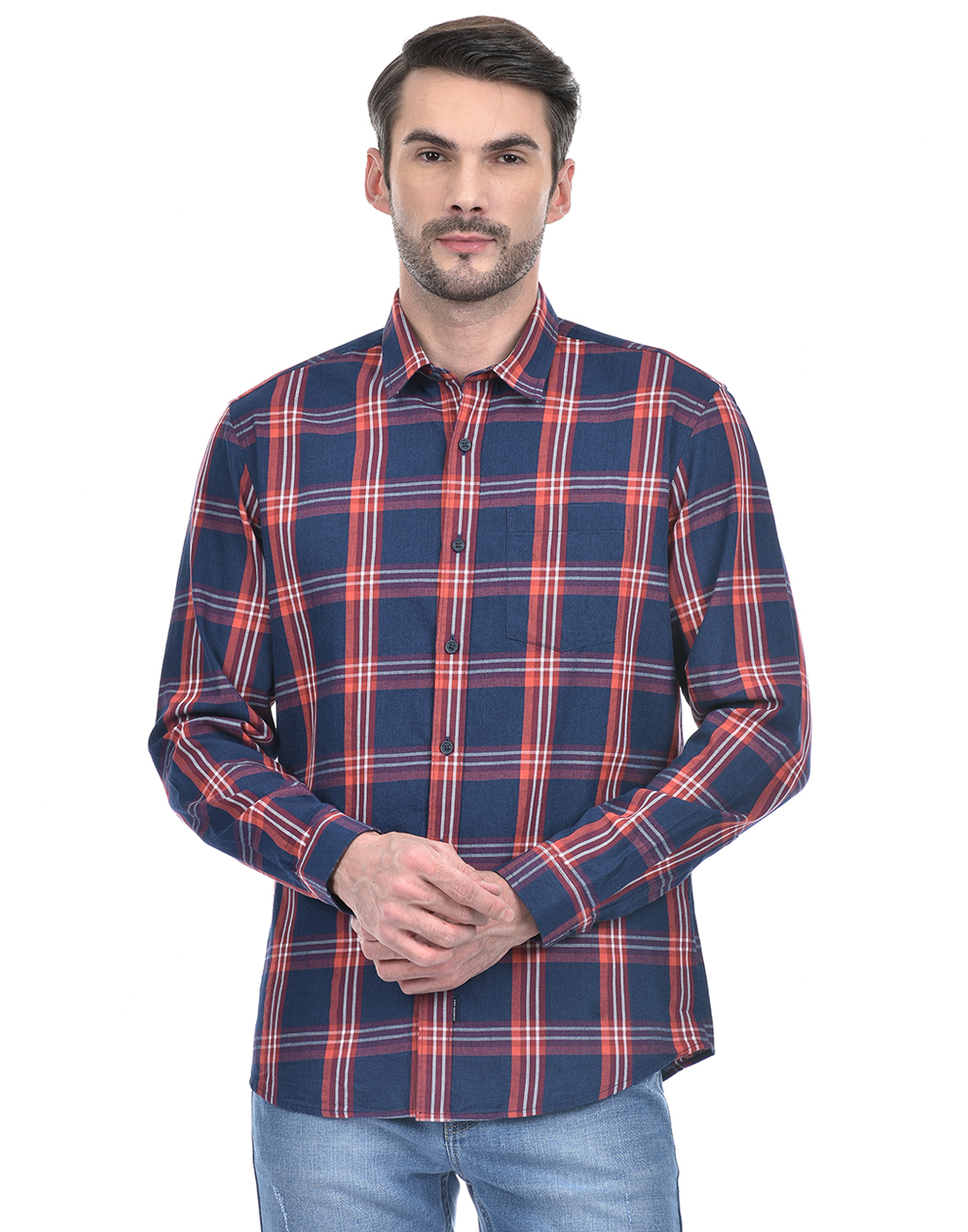 Numero Uno Men Checkered Dark Blue Shirt